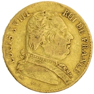 1814 20 French Francs - Louis XVIII Uniformed Bust - L