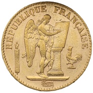 1895 French 20 Francs Gold Coin Guardian Angel A