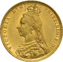 1888 Gold Sovereign Coin Queen Victoria Jubilee Head Melbourne PCGS AU58