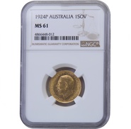 1924 Gold Sovereign Coin George V Perth NGC MS61
