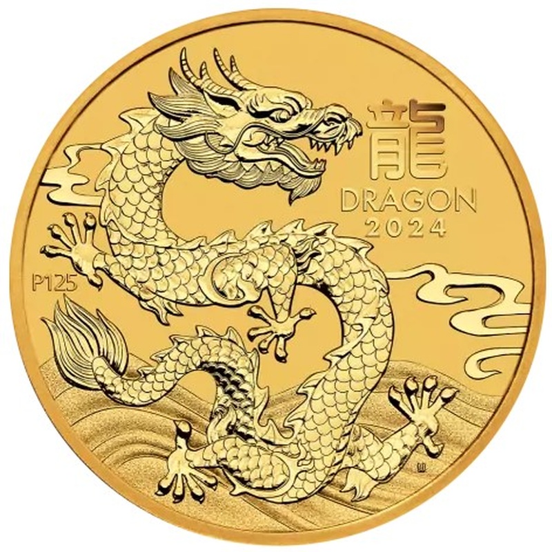 2024 Year of the Dragon Gold Coin 2oz Perth Mint Australian Lunar Series