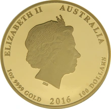 1oz Perth Mint 2016 Year of the Monkey Painted Gold Coin