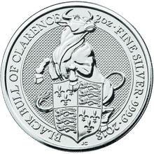 2018 2oz Black Bull of Clarence Silver Coin Queen's Beasts