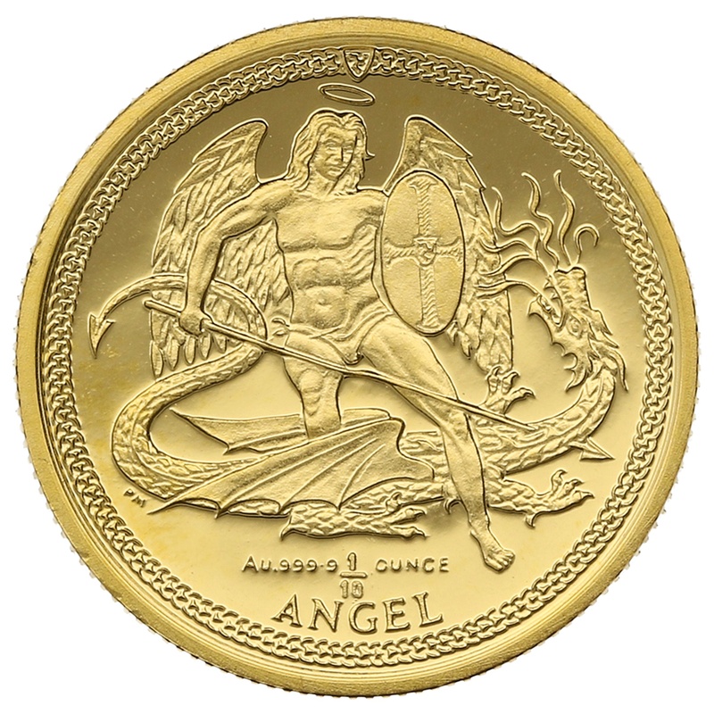 2008 Piedfort 1/10th (1/5oz) Isle of Man Angel Gold Coin