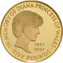 1999 Proof Gold Crown £5 Coin  Diana Princess of Wales Memorial NGC PF69