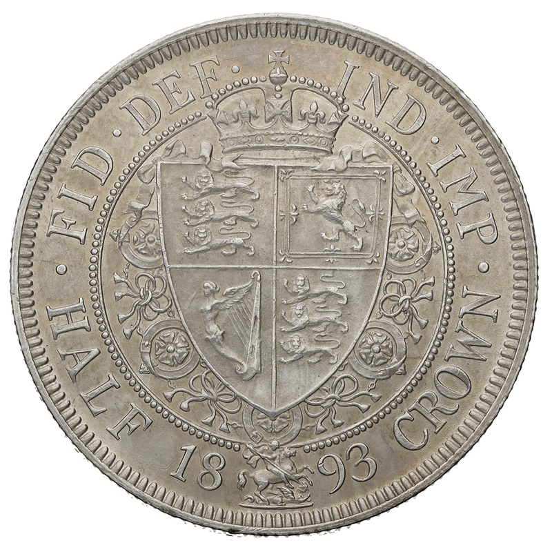 1893 Silver Half Crown Coin Queen Victoria