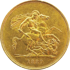 1887 Jubilee Head £5 Gold coin Very Fine