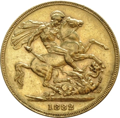 1882 Gold Sovereign Coin Queen Victoria Young Head Melbourne