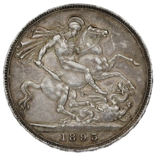 1893 Silver Crown Coin Queen Victoria Jubilee Head LVI