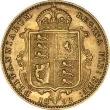 1892 Gold Half Sovereign Queen Victoria Jubilee Head Shield Back NGC AU55