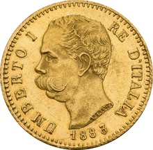 Italian 20 Lire Gold Coin Umberto I