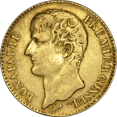 French 40 Francs Gold Coin Napoleon First Consul Bare Head 1802-1804 AN 11-12