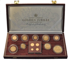 2002 Golden Jubilee Gold Proof Coin Set with Maundy Money Boxed