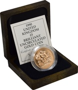 1990 - Gold £5 Brilliant Uncirculated Coin Boxed