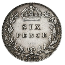 1905 Silver Sixpence Coin Edward VII