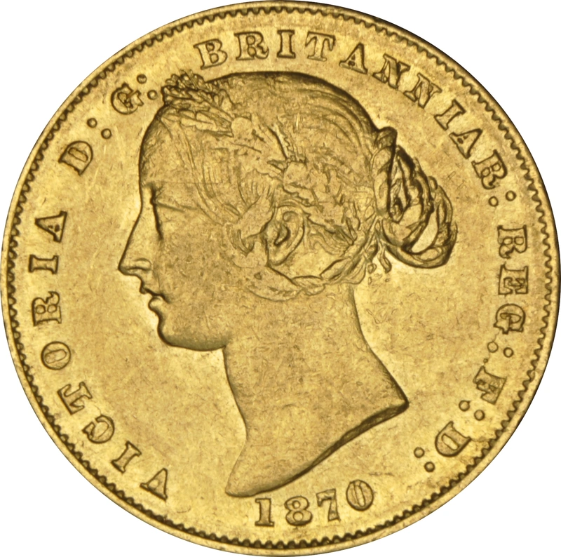 1870 Gold Sovereign Coin Queen Victoria Sydney Type 2 NGC AU50