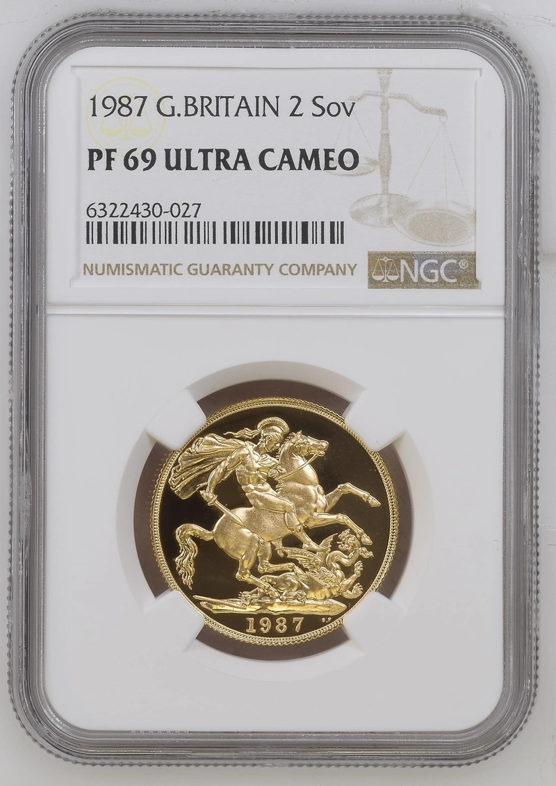 1987 Proof £2 Coin Gold Double Sovereign NGC PF69