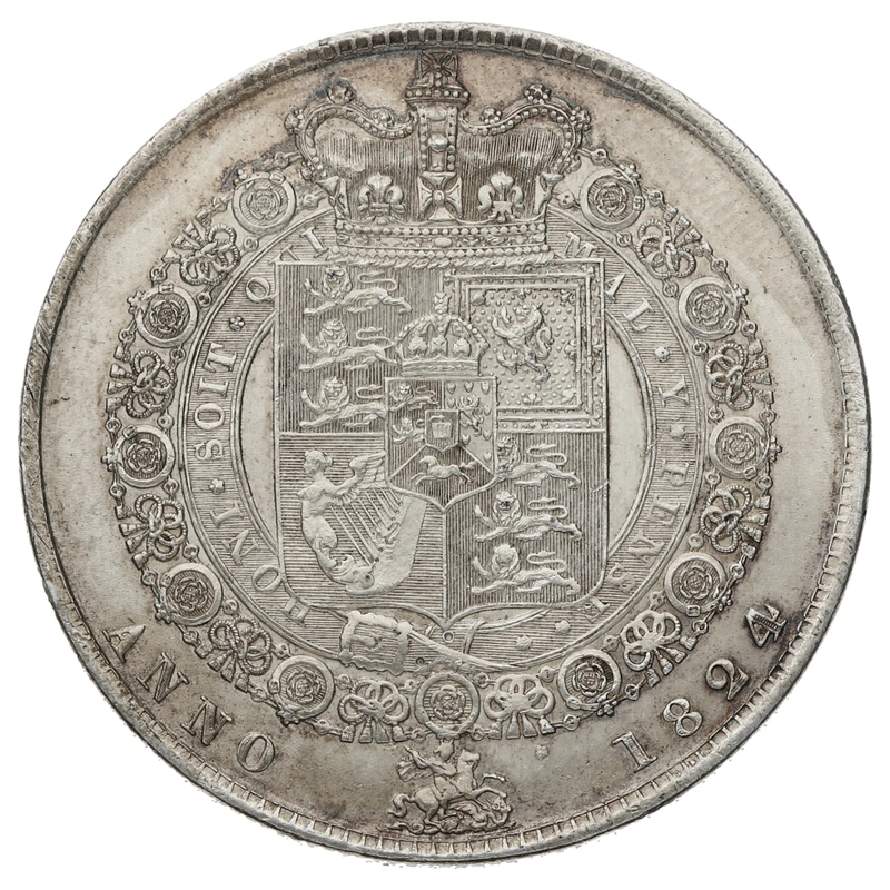 1824 Silver Half Crown Coin George IV