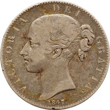 1847 Silver Crown Coin Queen Victoria Young Head Fine