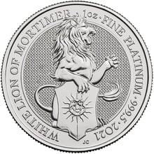2021 1oz White Lion of Mortimer Platinum Coin Queen's Beasts