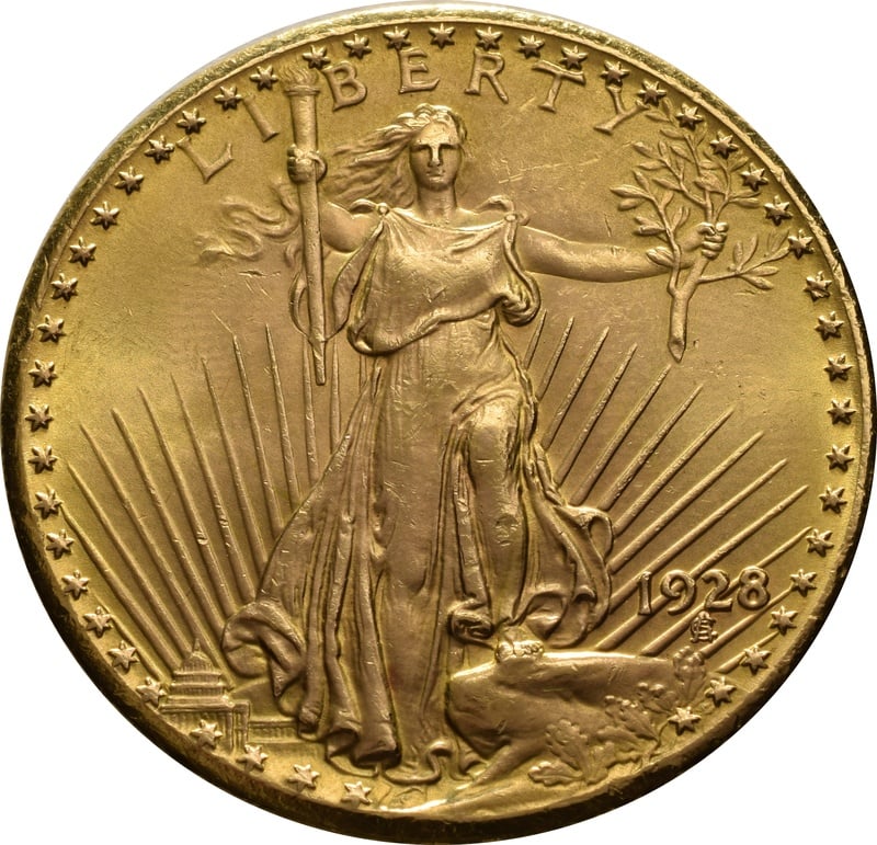 1928 $20 Gold Coin Double Eagle St Gaudens Head Philadelphia