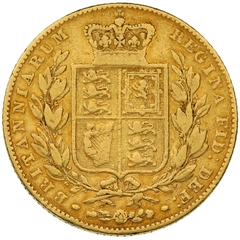 1843/2 Gold Sovereign Queen Victoria Young Head Shield Back Rare 3/2 Overdate