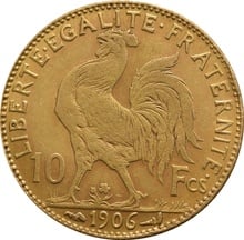 French 10 Francs Gold Coin Marianne Rooster