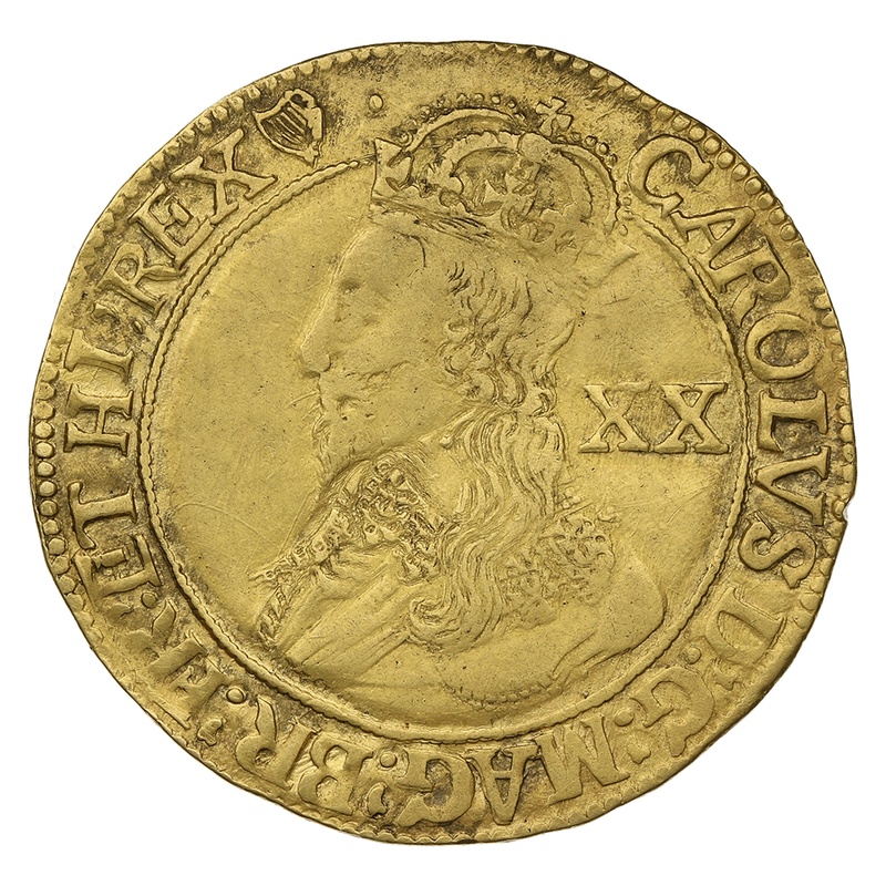 1632-1633 Gold Unite Coin Charles I mm Harp