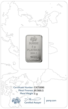 5g Platinum Bar PAMP Lady Fortuna Minted