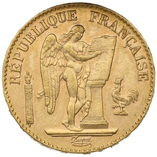 1889 French 20 Francs Gold Coin Guardian Angel A