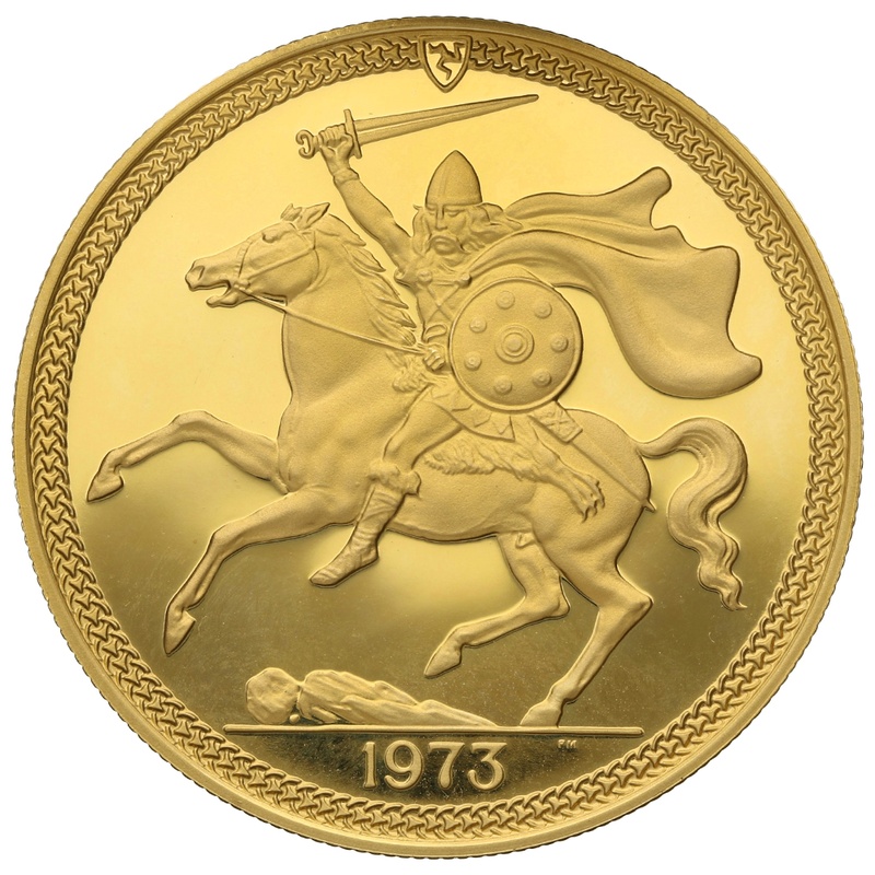 1973 Gold £5 Proof Coin Quintuple Sovereign Isle Of Man