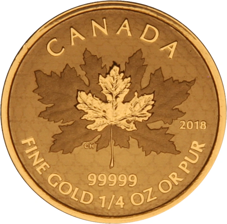 2018 $10 Pure Gold Coin Maple Leaves 1/4oz