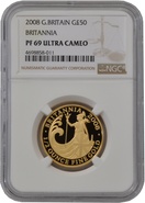 2008 Half Ounce Proof Britannia Gold Coin NGC PF69