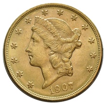 1907 $20 Gold Coin Double Eagle Liberty Head Denver