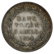 1814 Three Silver Shilling Bank Token Coin George III