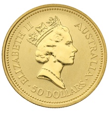 1990 1/2oz Australian Kangaroo Gold Nugget Coin