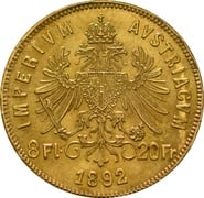 Austrian 20 Francs 8 Florins Gold Coin