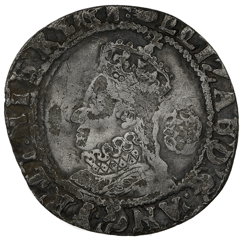 1590-1592 Silver Sixpence Coin Elizabeth I Hand