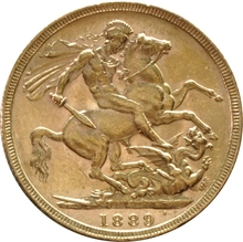 1889 Gold Sovereign Coin Queen Victoria Jubilee Head PCGS AU58
