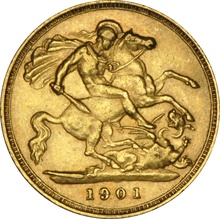 1901 Gold Half Sovereign Victoria Veiled Head NGC AU53