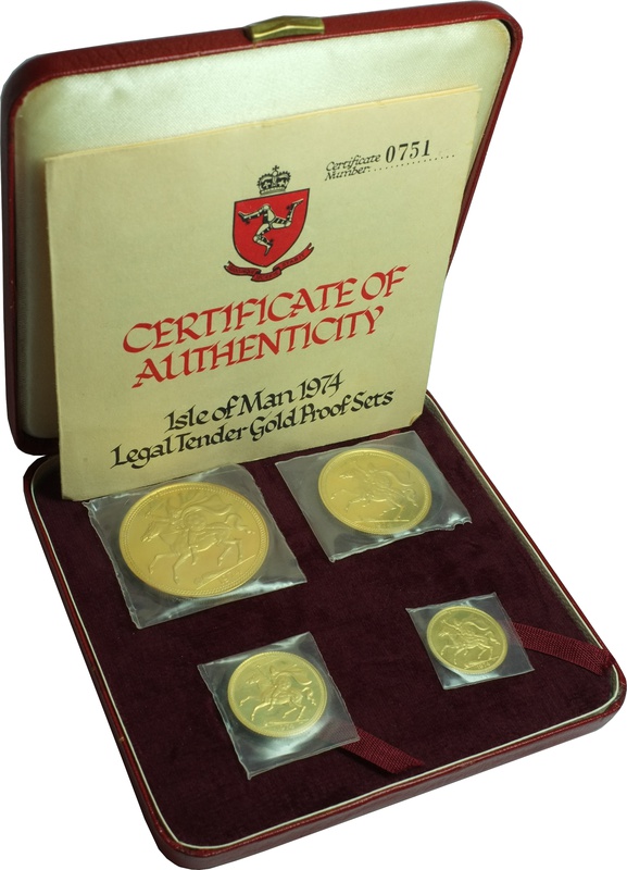 1974 Isle of Man Gold Proof Sovereign Four Coin Set Boxed