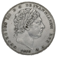 1818 Silver Crown Coin George III LIX Rare TUTAMEN Error