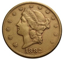 1882 $20 Gold Coin Double Eagle Liberty Head San Francisco