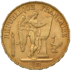1896 French 20 Francs Gold Coin Guardian Angel A