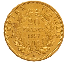 1857 20 French Francs - Napoleon III Bare Head - A