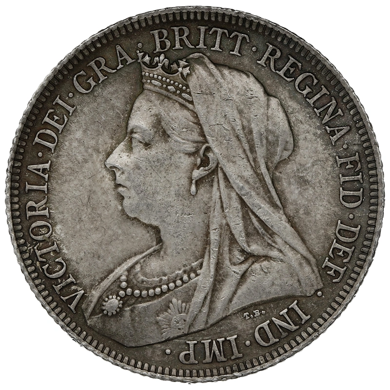 1896 Silver Shilling Coin Queen Victoria