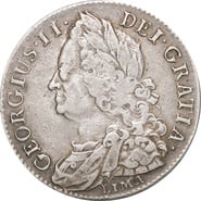 Silver Half Crown Coin George II Lima Good Fine