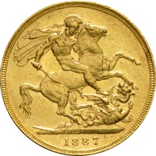 1887 Gold Sovereign Coin Queen Victoria Jubilee Head Melbourne
