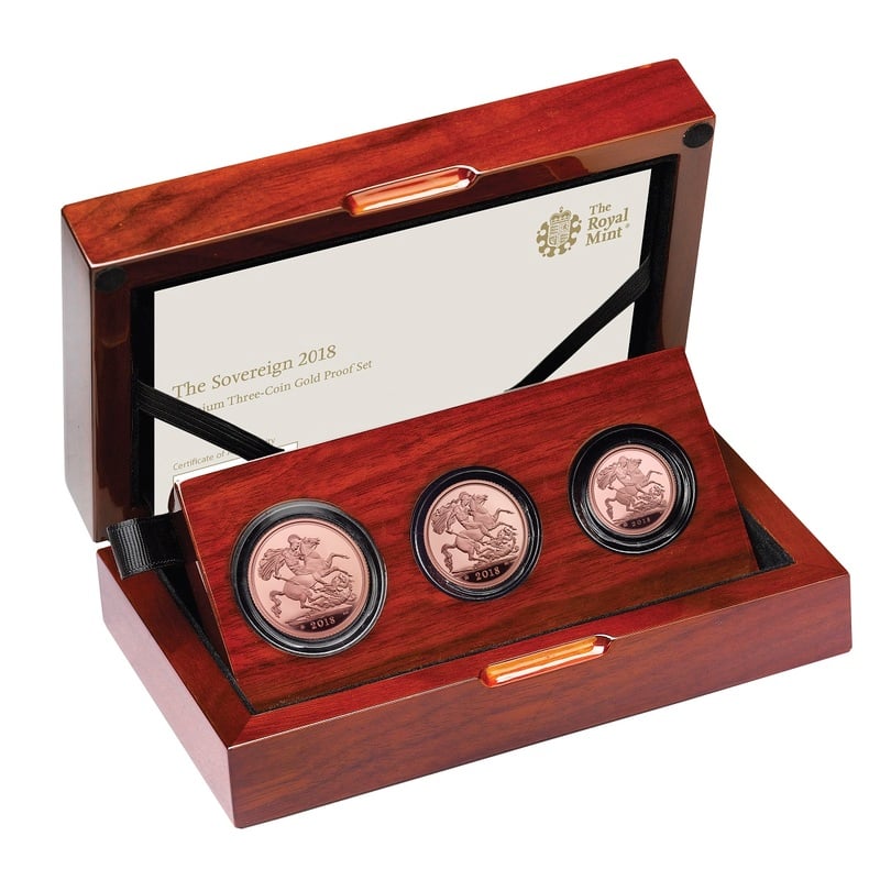 2018 Proof Gold Sovereign 3 Coin Premium Set Boxed