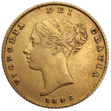 Gold Half Sovereign Victoria Young Head Shield Back